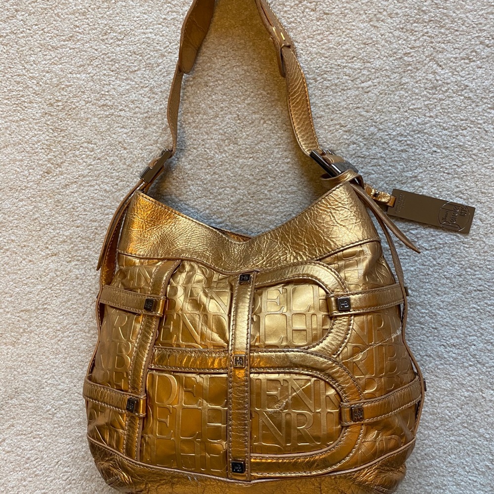 Vintage Gold Leather Henri Bendel Shoulder Bag